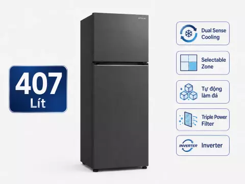 Tủ lạnh Hitachi Inverter 407 lít HRTN6443SAGMGVN