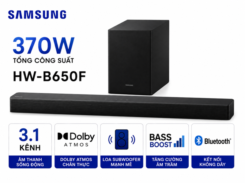 Bộ loa thanh Samsung HW-B650F/XV 370W