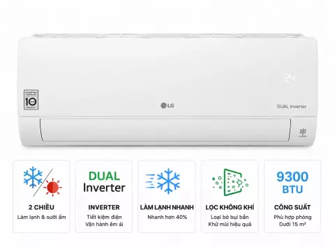 Điều hòa 2 chiều LG Inverter 9300 BTU IDH09M1