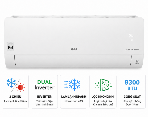 Điều hòa 2 chiều LG Inverter 9300 BTU IDH09M1