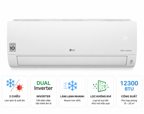 Điều hòa 2 chiều LG Inverter 12300 BTU IDH12M1