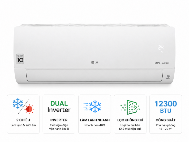 Điều hòa 2 chiều LG Inverter 12300 BTU IDH12M1
