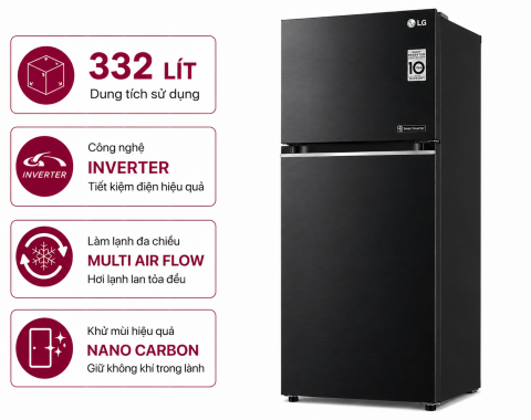 Tủ lạnh LG Inverter 332 lít LBD33BLM