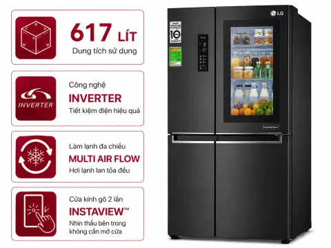 Tủ lạnh LG Inverter 617 lít Multi Door InstaView LFB61BLGAI