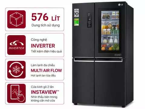 Tủ lạnh LG Inverter 576 lít Multi Door InstaView LFD58BLMAI