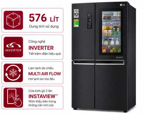 Tủ lạnh LG Inverter 576 lít Multi Door InstaView LFD58BLMAI