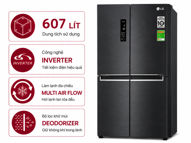 Tủ lạnh LG Inverter 607 lít Multi Door LFD61BLGA