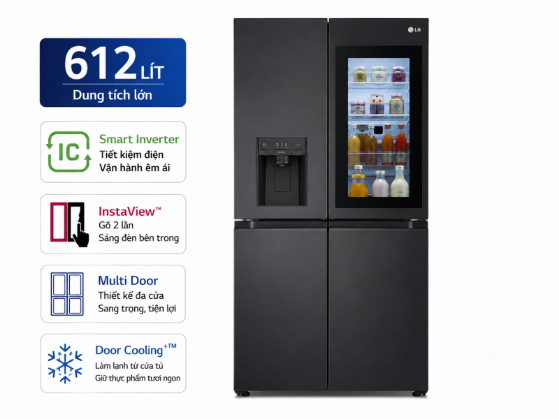 Tủ lạnh LG Inverter 612 lít Multi Door InstaView LFD61BLGAI