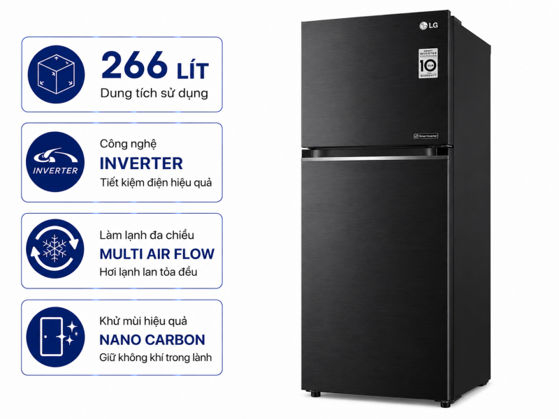 Tủ lạnh LG Inverter 266 lít LTB26BLM