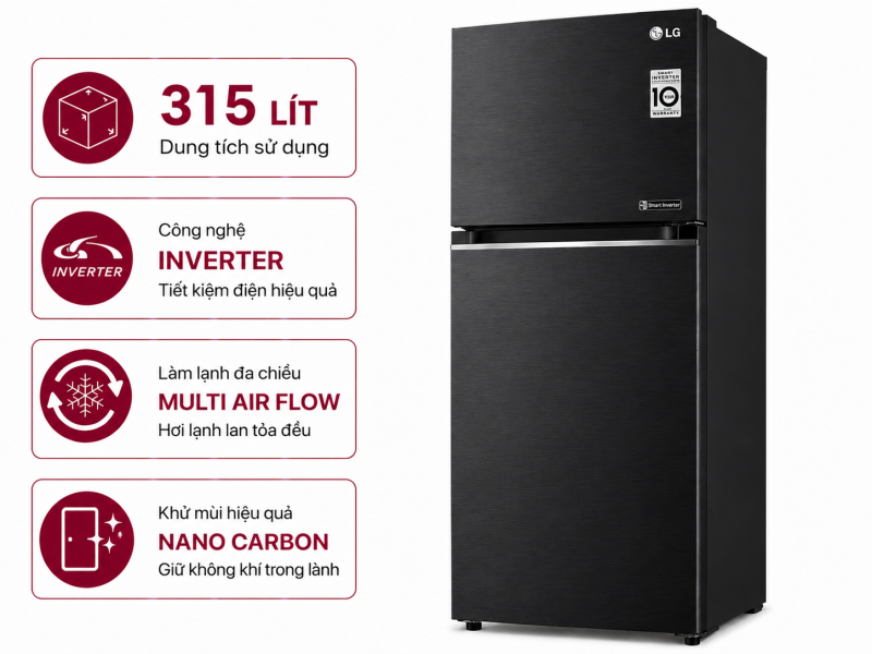 Tủ lạnh LG Inverter 315 lít LTB31BLM