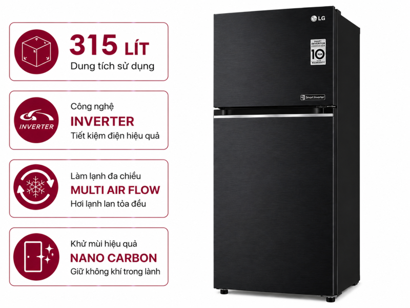 Tủ lạnh LG Inverter 315 lít LTB31BLMA