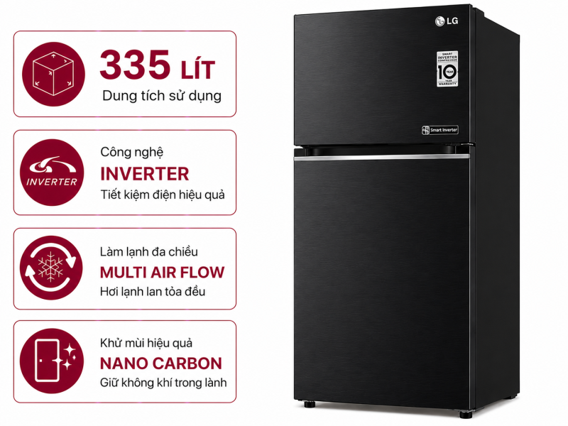 Tủ lạnh LG Inverter 335 lít LTB33BLG