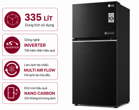 Tủ lạnh LG Inverter 335 lít LTB33BLMA