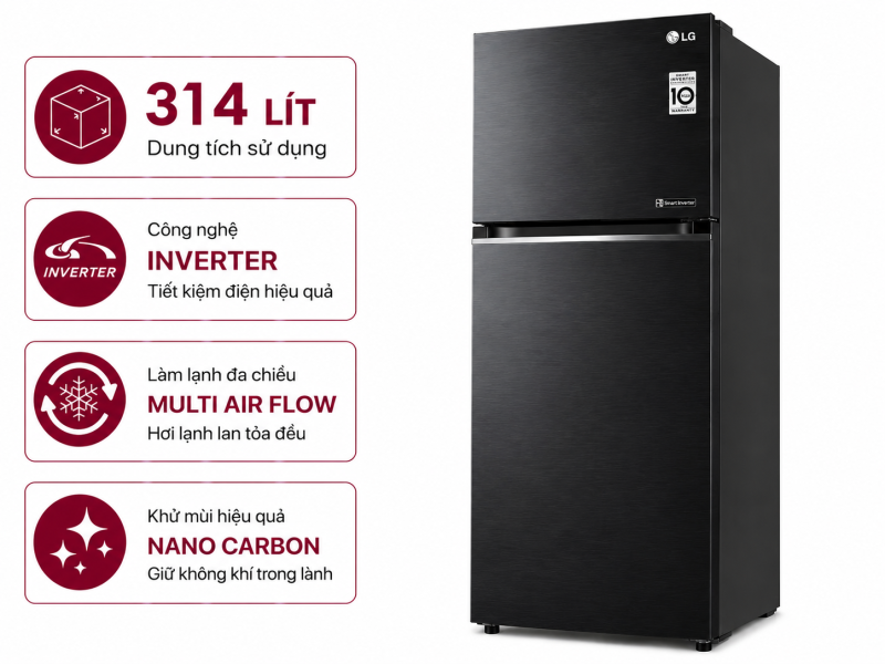 Tủ lạnh LG Inverter 314 lít LTD31BLM