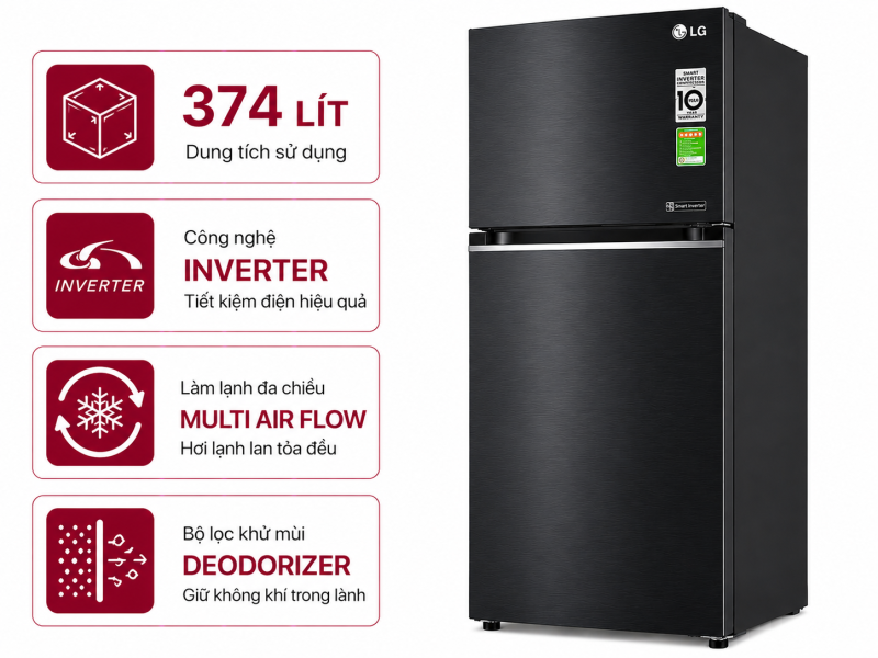 Tủ lạnh LG Inverter 374 lít LTD37BLM