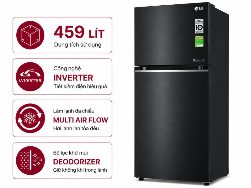 Tủ lạnh LG Inverter 459 lít LTD46BLMA