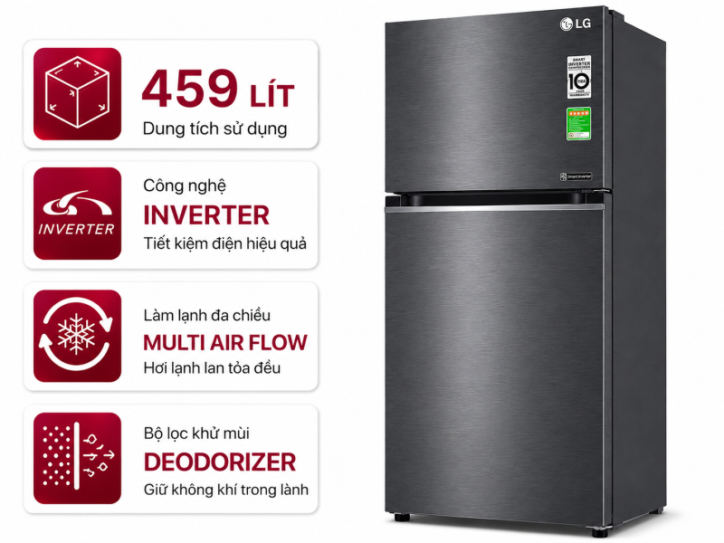 Tủ lạnh LG Inverter 459 lít LTD46SVMA