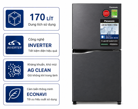 Tủ lạnh Panasonic Inverter 170 lít NR-BA190PPVN