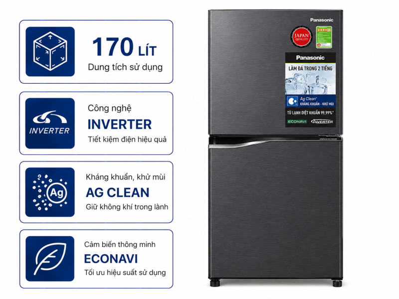 Tủ lạnh Panasonic Inverter 170 lít NR-BA190PPVN