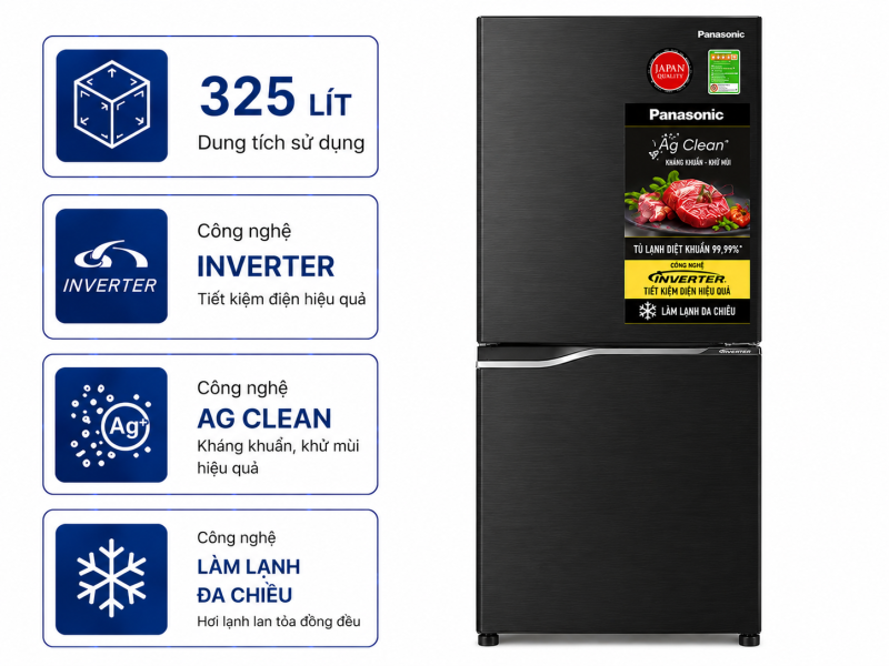 Tủ lạnh Panasonic Inverter 325 lít NR-BC361VGMV