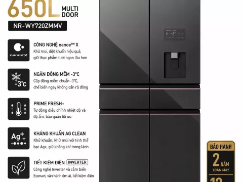Tủ lạnh Panasonic Inverter 650 lít PRIME+ Edition Multi Door NR-WY720ZMMV