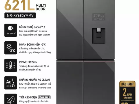 Tủ lạnh Panasonic Inverter 621 lít PRIME+ Edition Multi Door NR-XY680YMMV