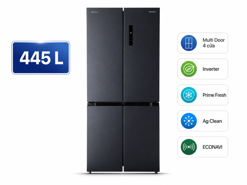 Tủ lạnh Panasonic Inverter 445 lít Multi Door NR-XZ520CWKV