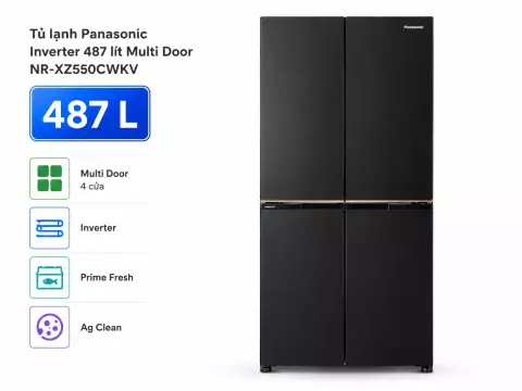Tủ lạnh Panasonic Inverter 487 lít Multi Door NR-XZ550CWKV