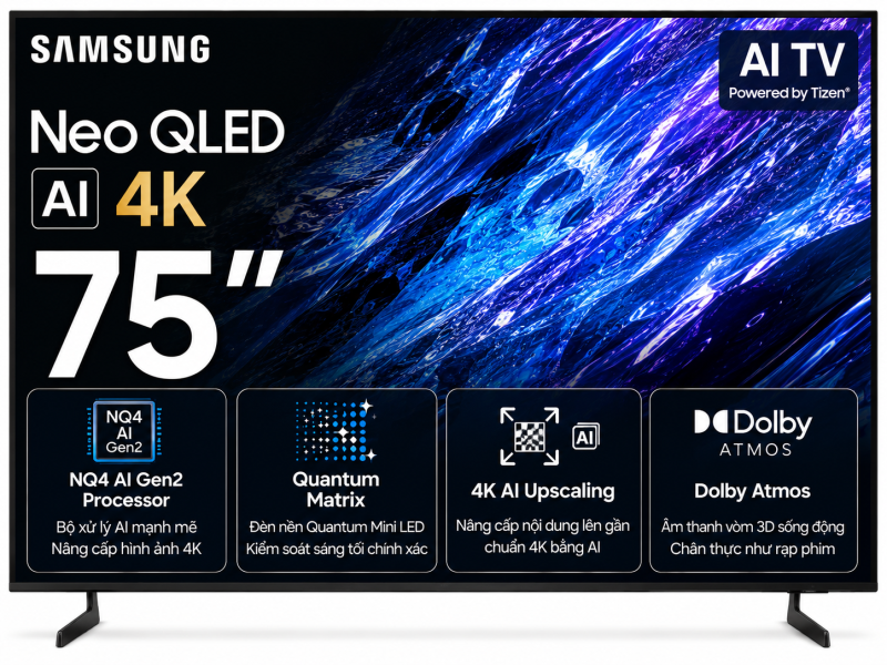Smart Tivi Neo QLED Samsung AI 4K 75 inch QA75QN70F
