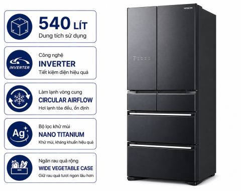 Tủ lạnh Hitachi Inverter 540 lít Multi Door R-HW540RV(X)