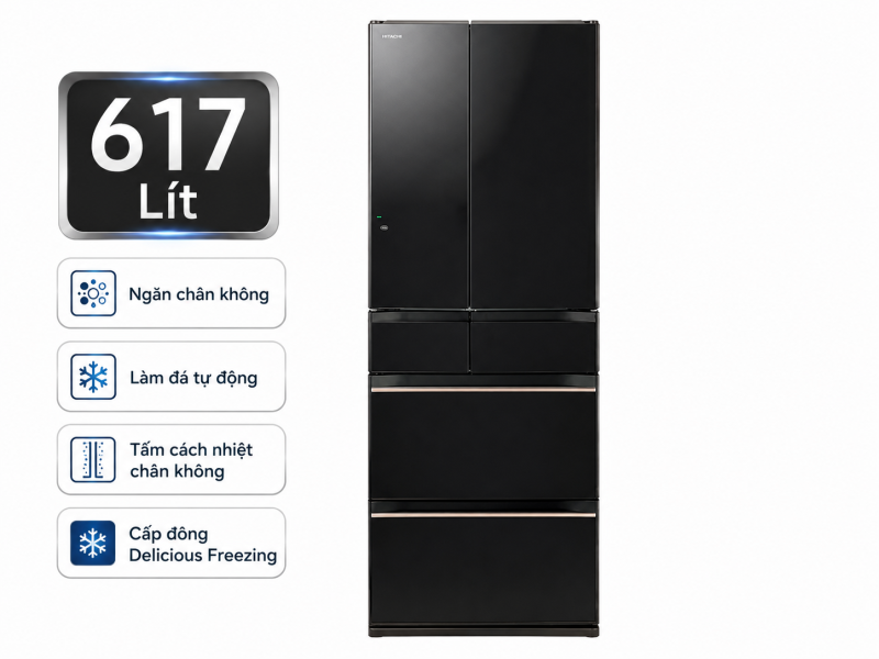 Tủ lạnh Hitachi Inverter 617 lít R-HW620RV X