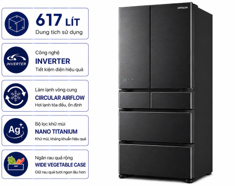 Tủ lạnh Hitachi Inverter 617 lít Multi Door R-HW620RV XK