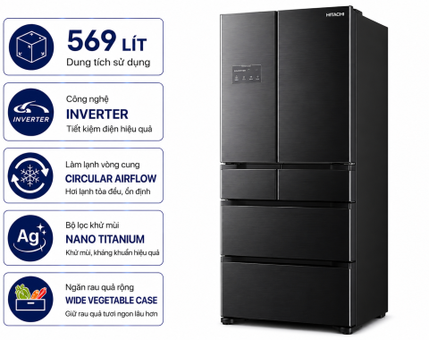 Tủ lạnh Hitachi Inverter 569 lít R-WB640PGV1 GCK