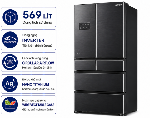 Tủ lạnh Hitachi Inverter 569 lít R-WB640VGV0X