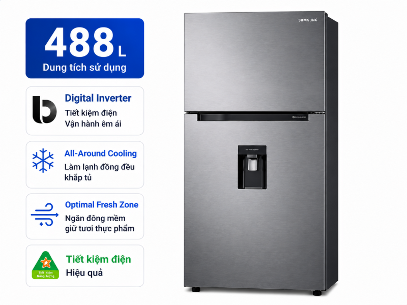 Tủ lạnh Samsung Inverter 488 lít RF48A4010M9/SV