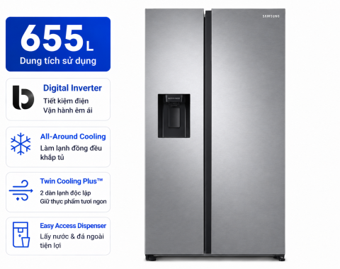 Tủ lạnh Samsung Inverter 655 lít RS62R5001M9/SV
