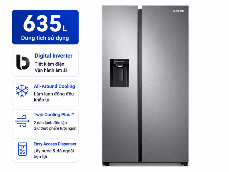 Tủ lạnh Samsung Inverter 635 lít RS64R53012C/SV