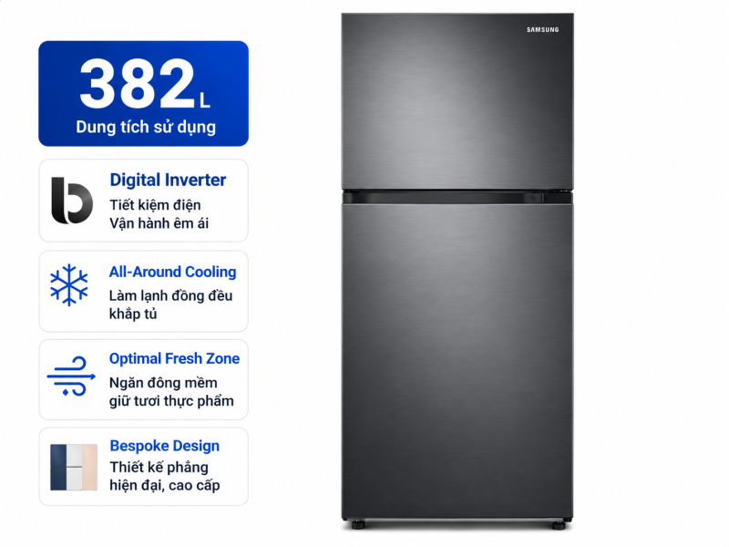 Tủ lạnh Samsung Inverter 382 lít Bespoke RT38CB6784C3SV