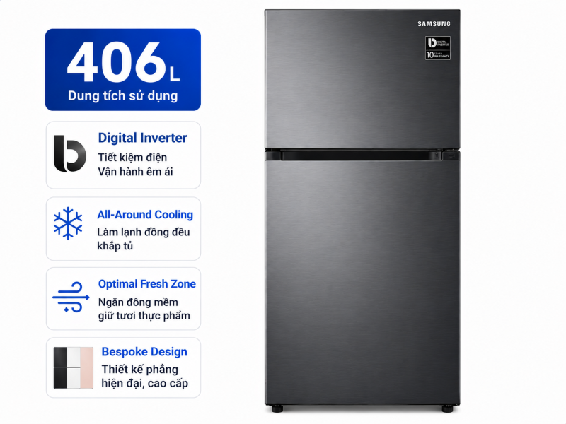 Tủ lạnh Samsung Inverter 406 lít RT42CB6784C3SV