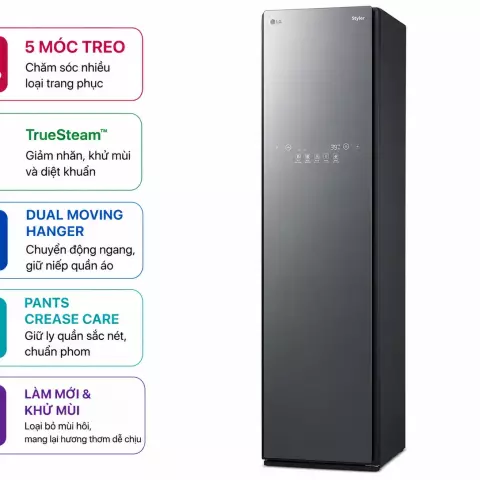 Tủ chăm sóc quần áo thông minh 5 móc LG Styler màu gương kính S5MB