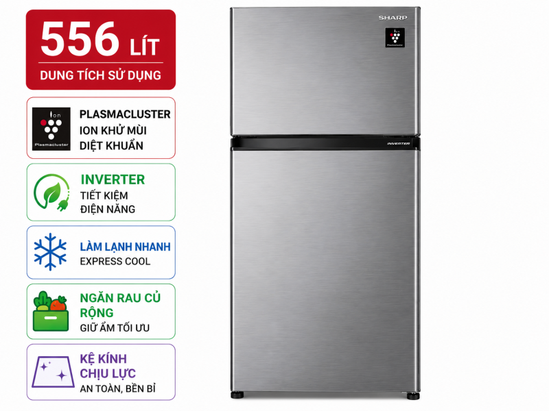 Tủ lạnh Sharp Inverter 556 lít SJ-FX630V-ST