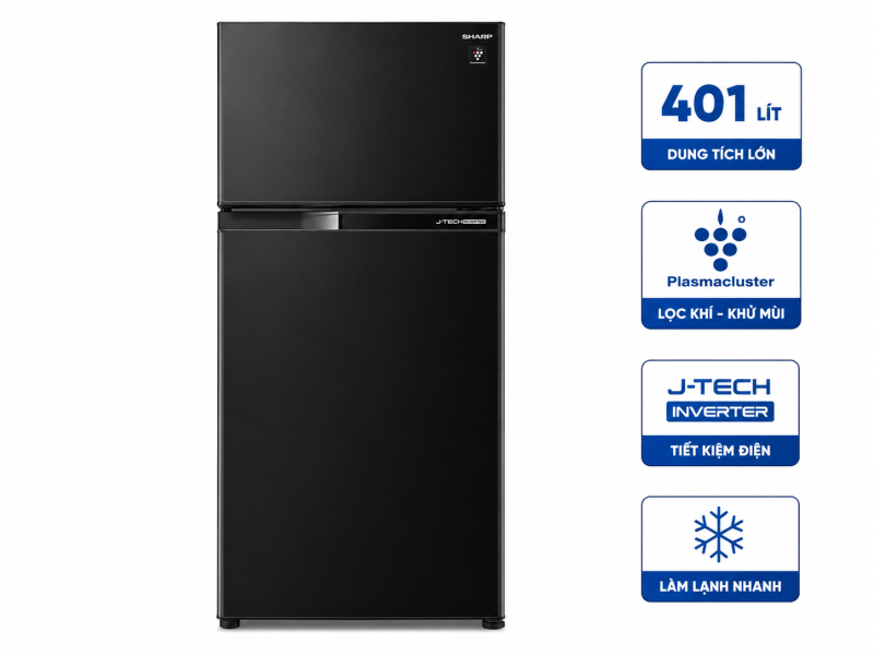 Tủ lạnh Sharp Inverter 401 lít SJ-FXP480VG-BK