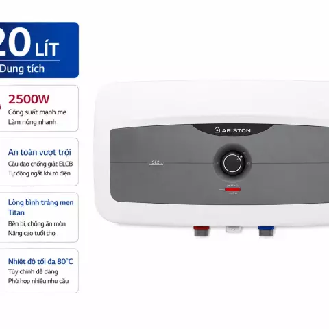 Máy nước nóng gián tiếp Ariston 20 lít 2500W SL2 20 R 2.5FE - MT