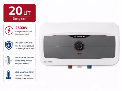 Bình nóng lạnh gián tiếp Ariston 20 lít 2500W SL2 20 RS 2.5 FE