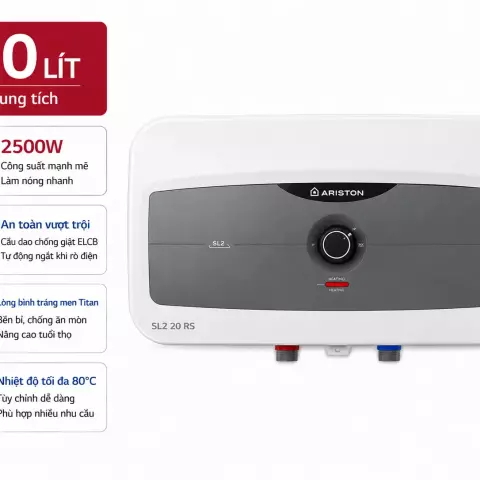 Bình nóng lạnh gián tiếp Ariston 20 lít 2500W SL2 20 RS 2.5 FE