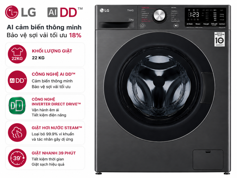 Máy giặt LG AI DD Inverter 22 kg T2522AX7G