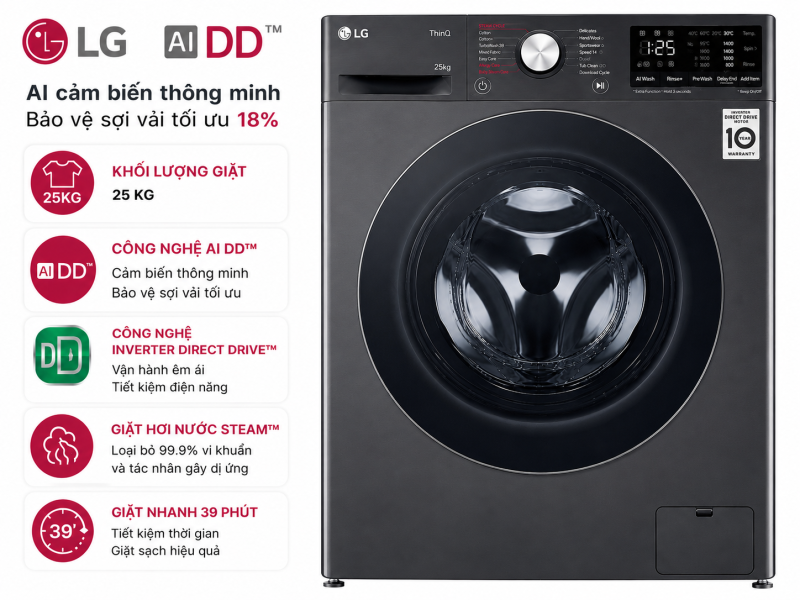 Máy giặt LG AI DD Inverter 25 kg T2725SX5