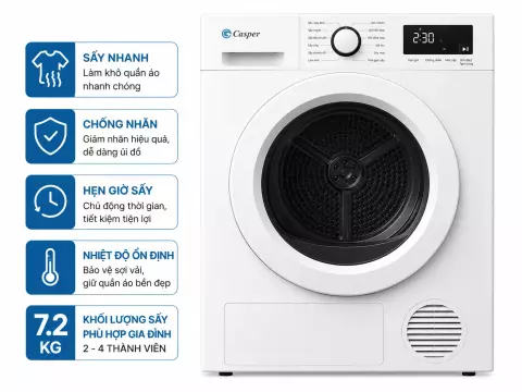 Máy sấy thông hơi Casper 7.2 Kg TD-72VWD