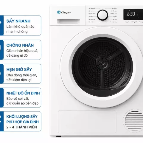 Máy sấy thông hơi Casper 7.2 Kg TD-72VWD