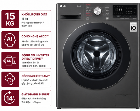 Máy giặt LG AI DD Inverter 15 kg TV2515DV5J